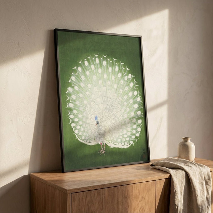Vintage Japanese Green Peacock by Ohara Koson wall - art - picture - poster