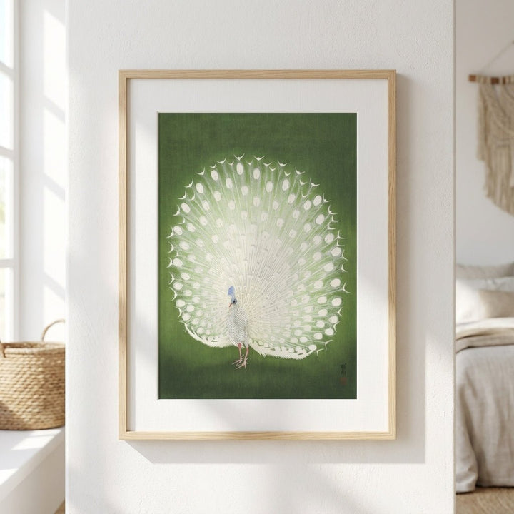 Vintage Japanese Green Peacock by Ohara Koson wall - art - picture - poster