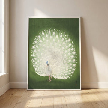Vintage Japanese Green Peacock by Ohara Koson wall - art - picture - poster