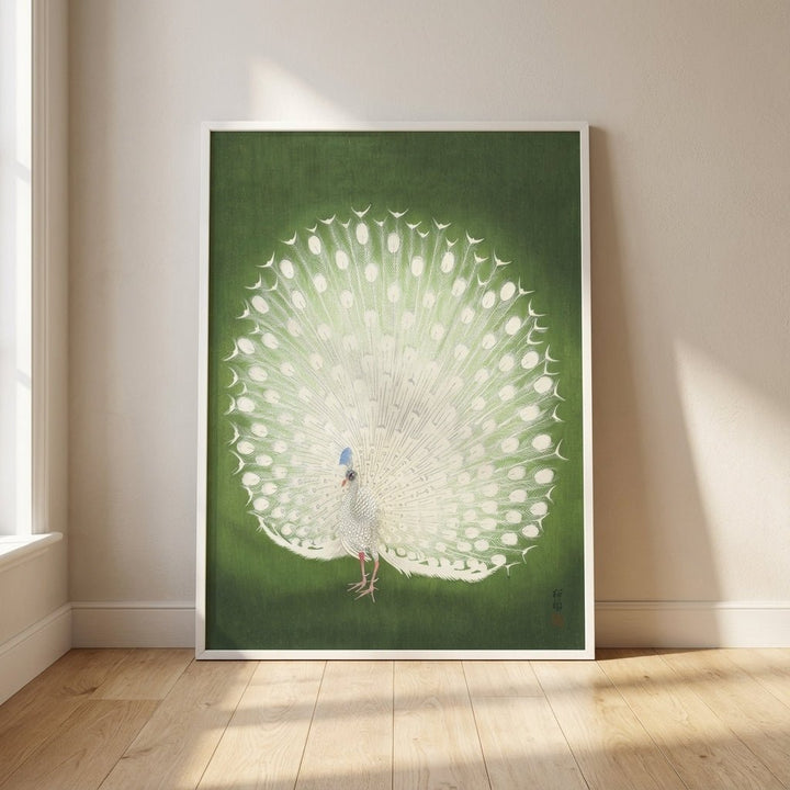 Vintage Japanese Green Peacock by Ohara Koson wall - art - picture - poster