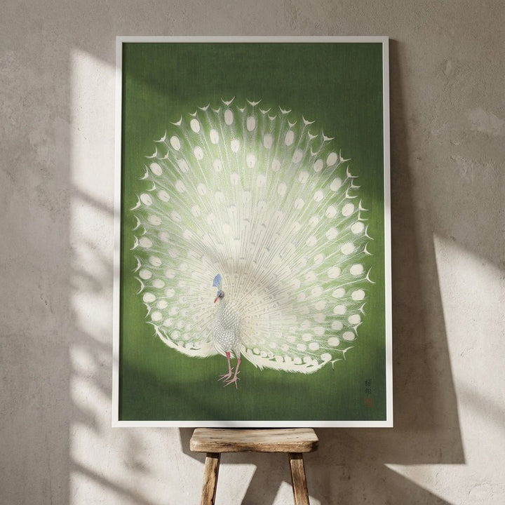 Vintage Japanese Green Peacock by Ohara Koson wall - art - picture - poster