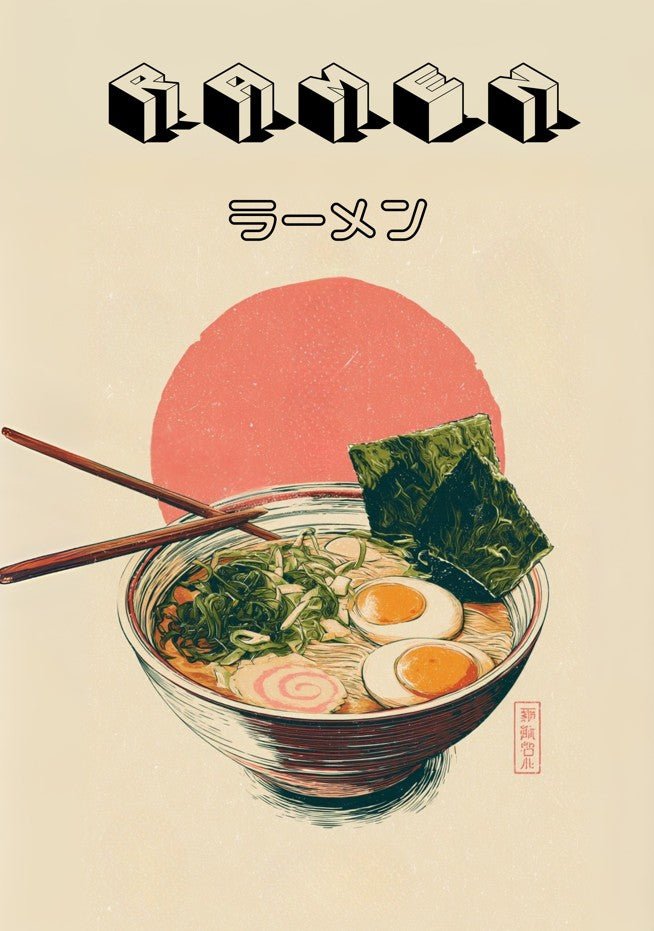 Vintage Japanese Ramen Poster wall Art design frame