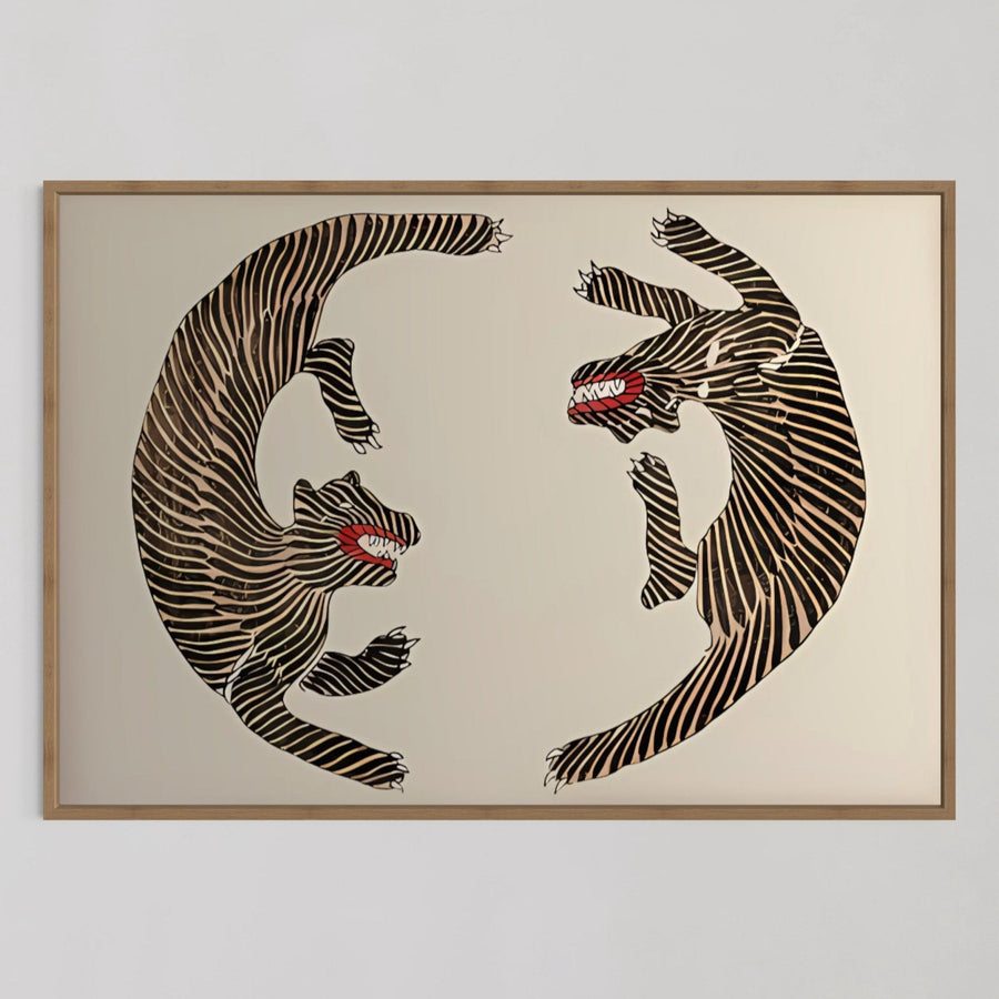 Vintage Japanese Tiger Wall Art
