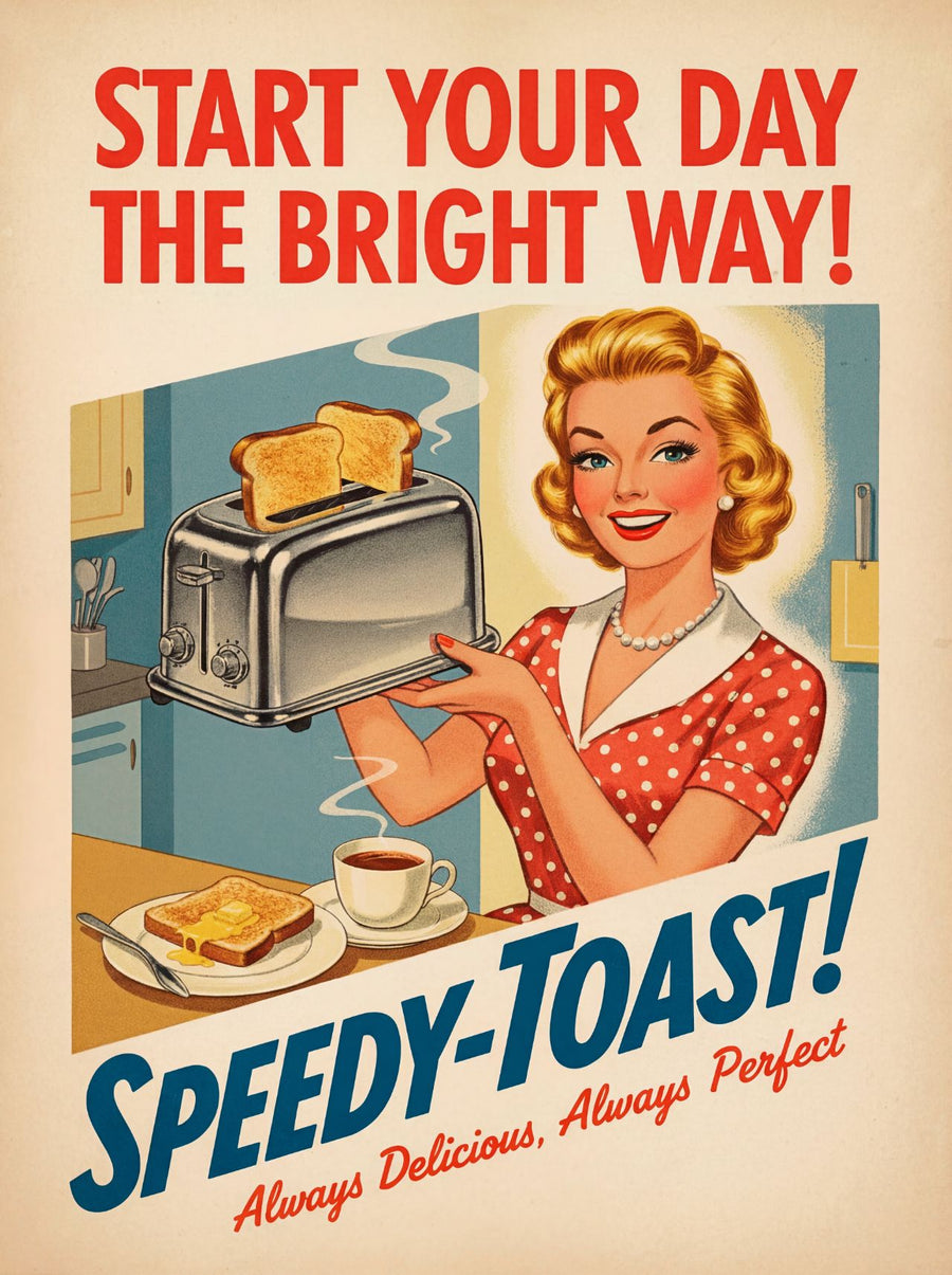 Vintage Kitchen Toast Wall Art Poster