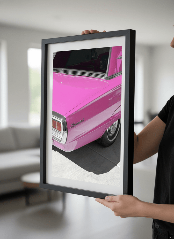 Person showcasing the artwork against a clean modern interior wall