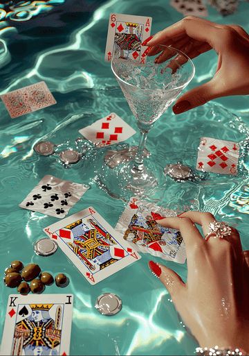 Vintage Poker on the Pool Wall Art,frame