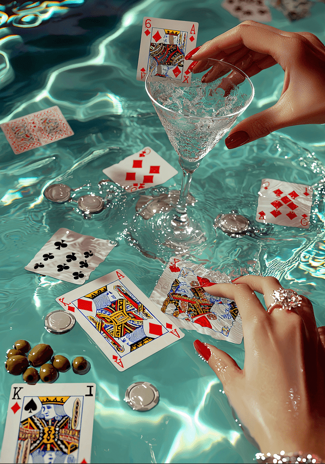 Vintage Poker on the Pool Wall Art,frame