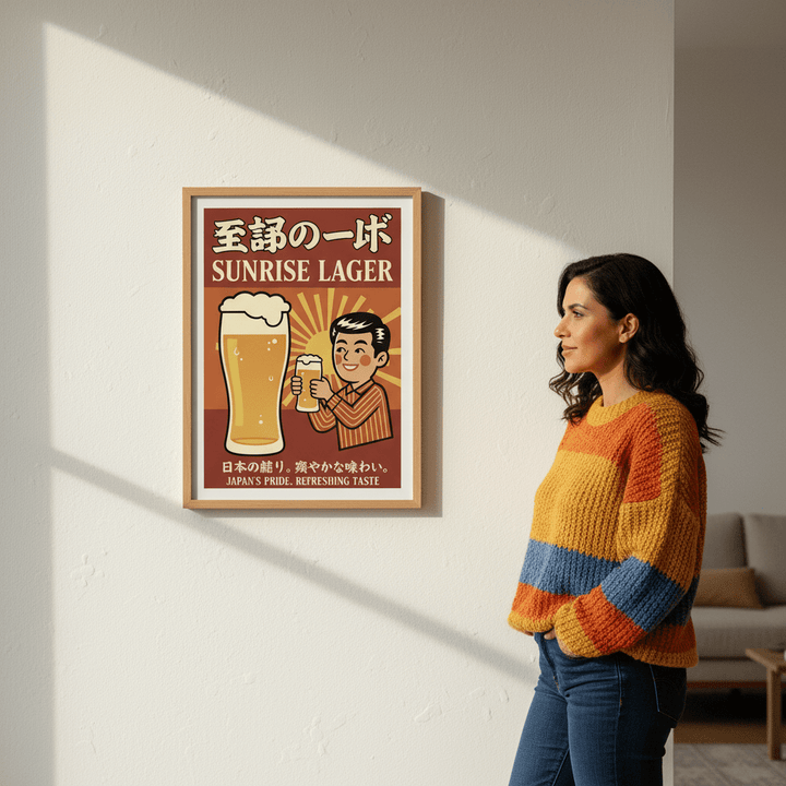 Vintage Sunrise Lager Japanese Beer Poster wall - art - picture - poster