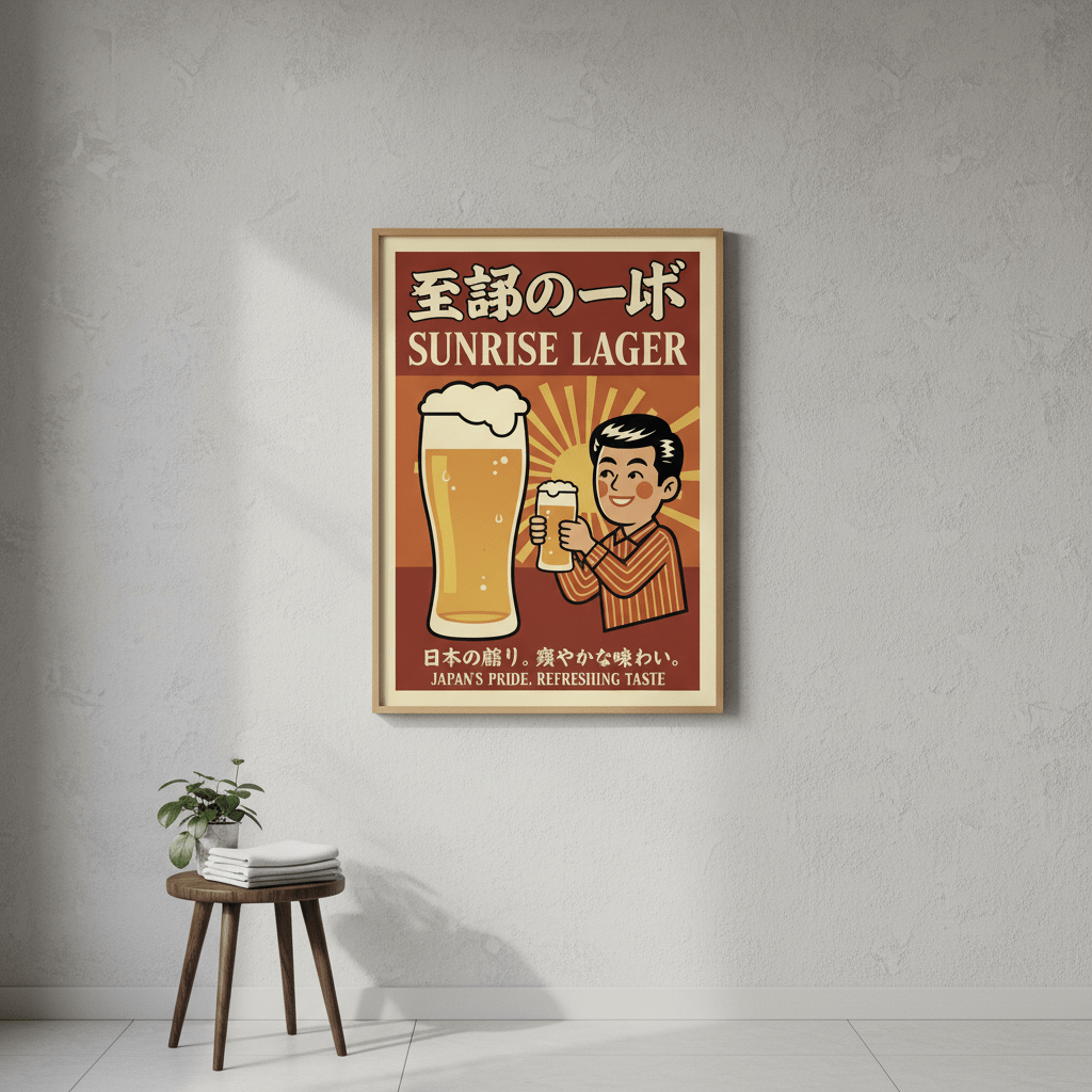 Vintage Sunrise Lager Japanese Beer Poster wall - art - picture - poster