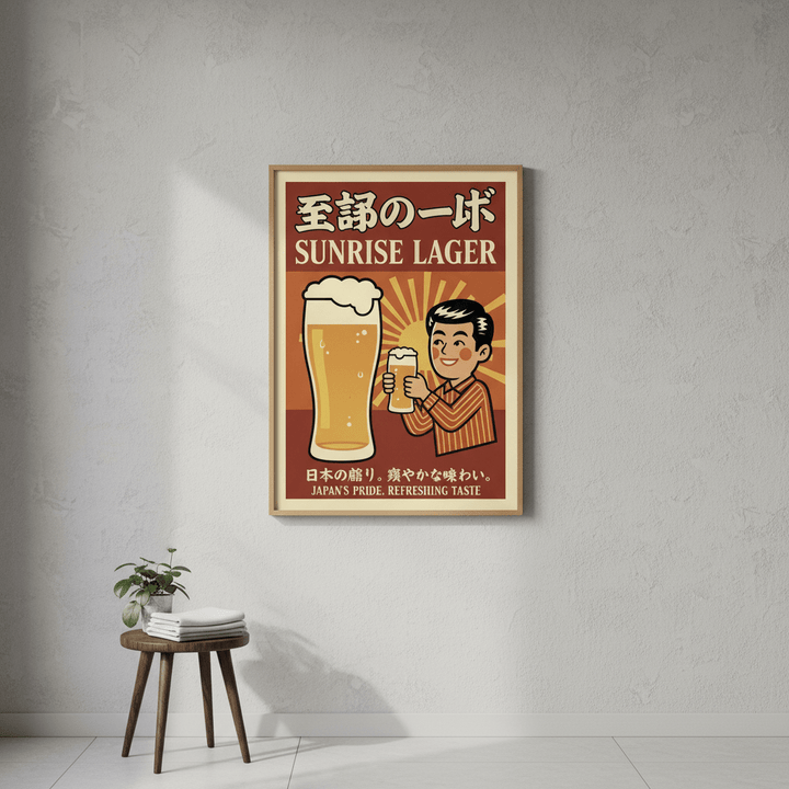 Vintage Sunrise Lager Japanese Beer Poster wall - art - picture - poster