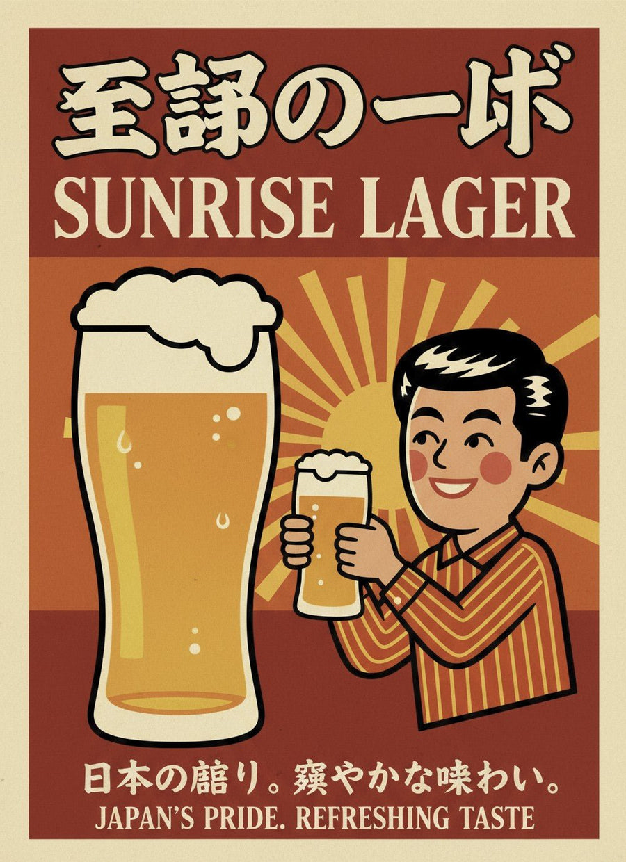 Vintage Sunrise Lager Japanese Beer Poster
