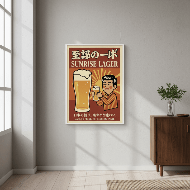 Vintage Sunrise Lager Japanese Beer Poster wall - art - picture - poster