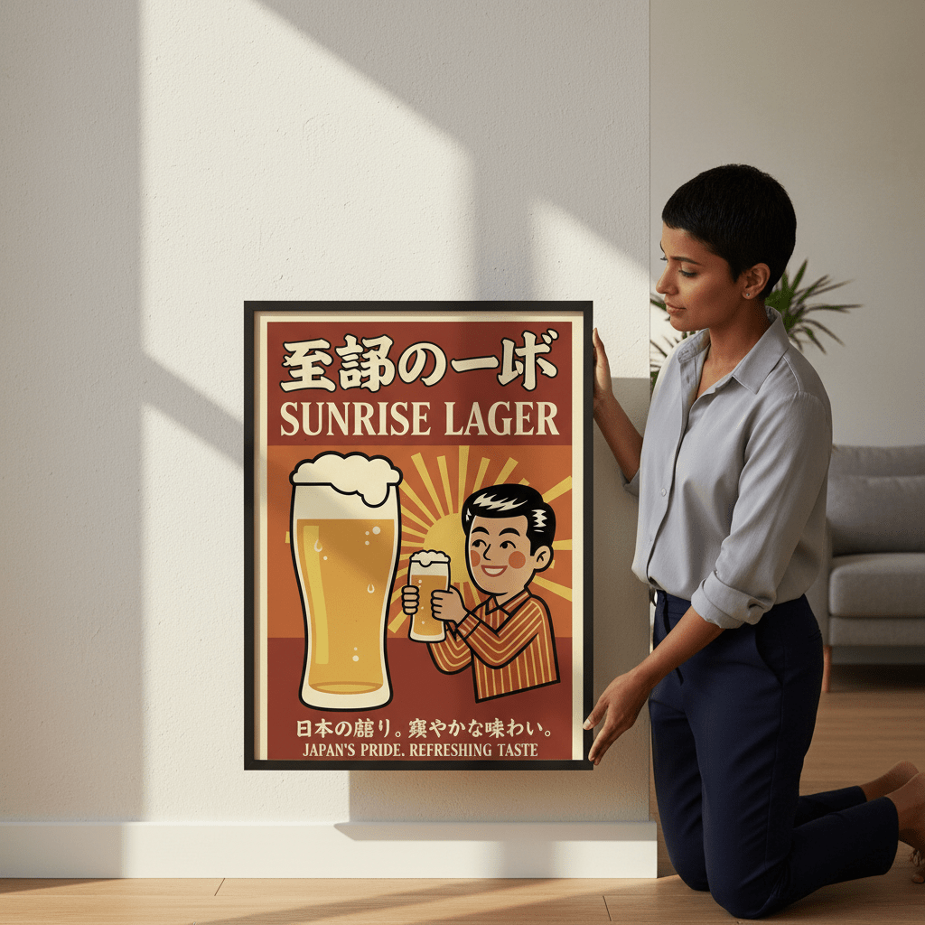 Vintage Sunrise Lager Japanese Beer Poster wall - art - picture - poster