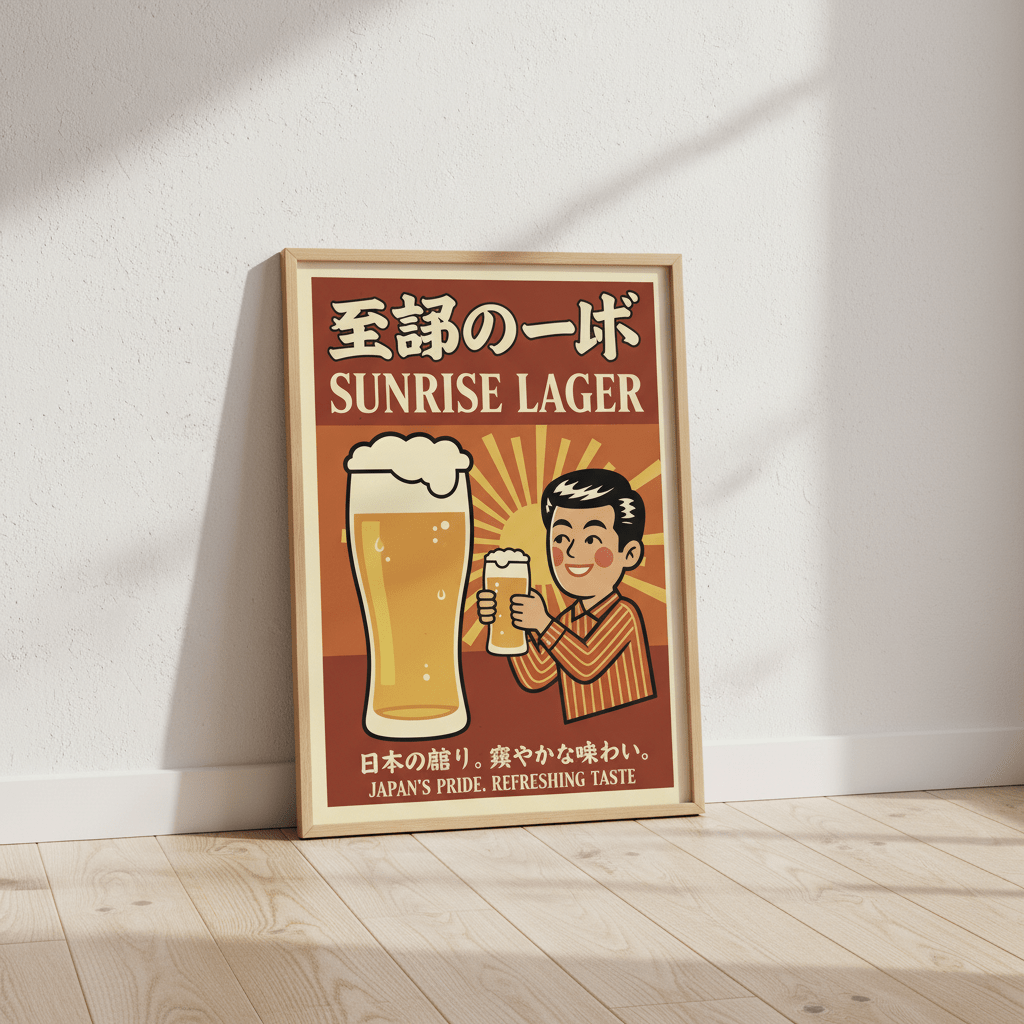 Vintage Sunrise Lager Japanese Beer Poster wall - art - picture - poster