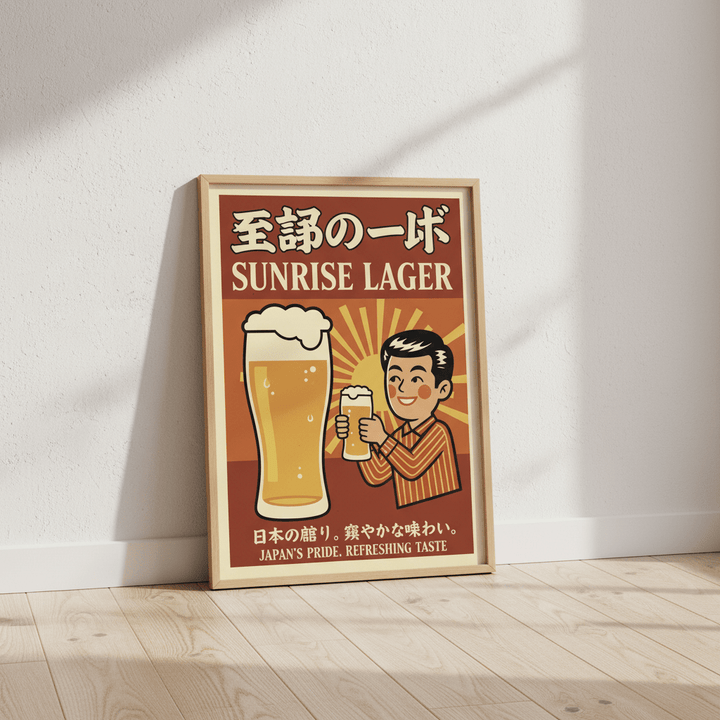 Vintage Sunrise Lager Japanese Beer Poster wall - art - picture - poster