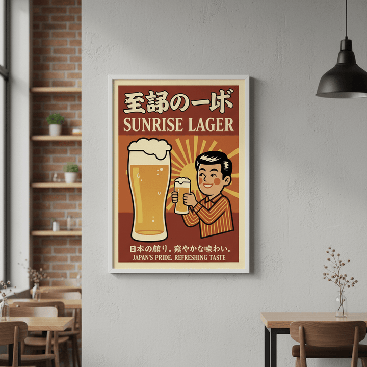 Vintage Sunrise Lager Japanese Beer Poster wall - art - picture - poster