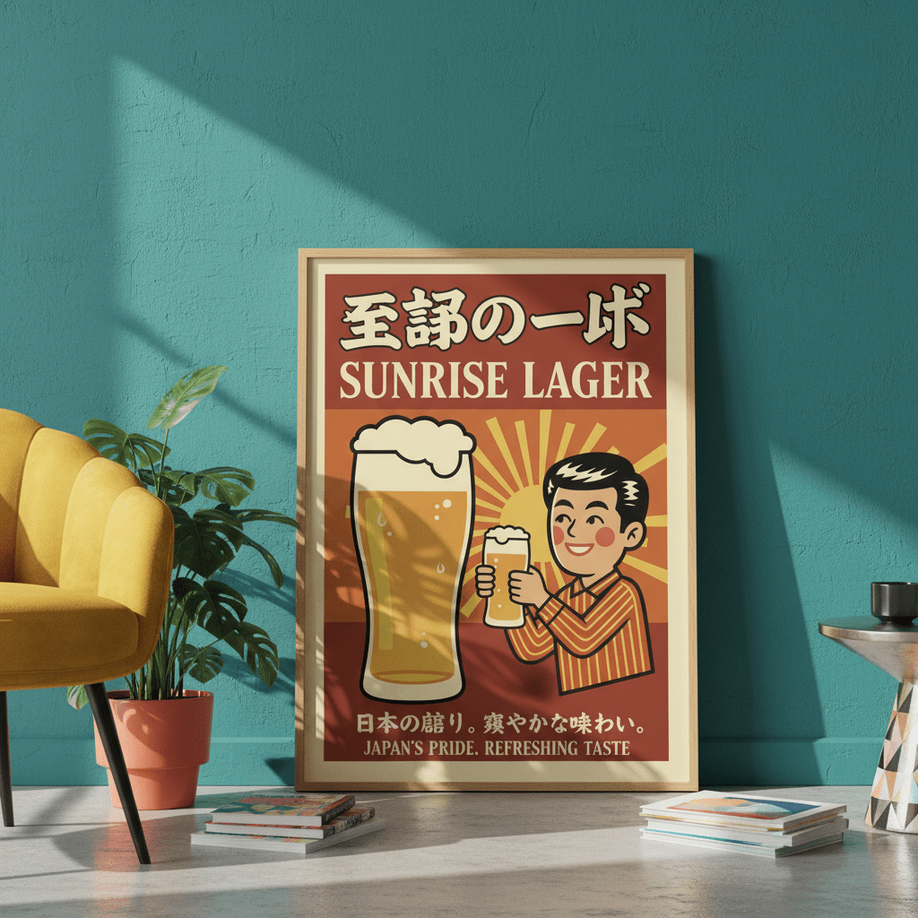 Vintage Sunrise Lager Japanese Beer Poster wall - art - picture - poster