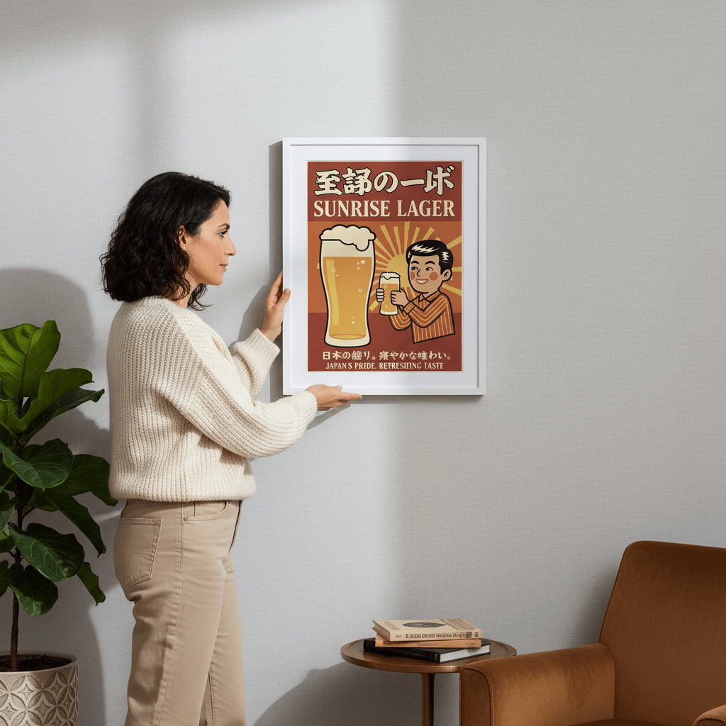 Vintage Sunrise Lager Japanese Beer Poster wall - art - picture - poster