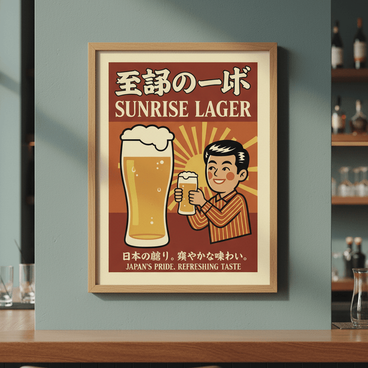 Vintage Sunrise Lager Japanese Beer Poster wall - art - picture - poster