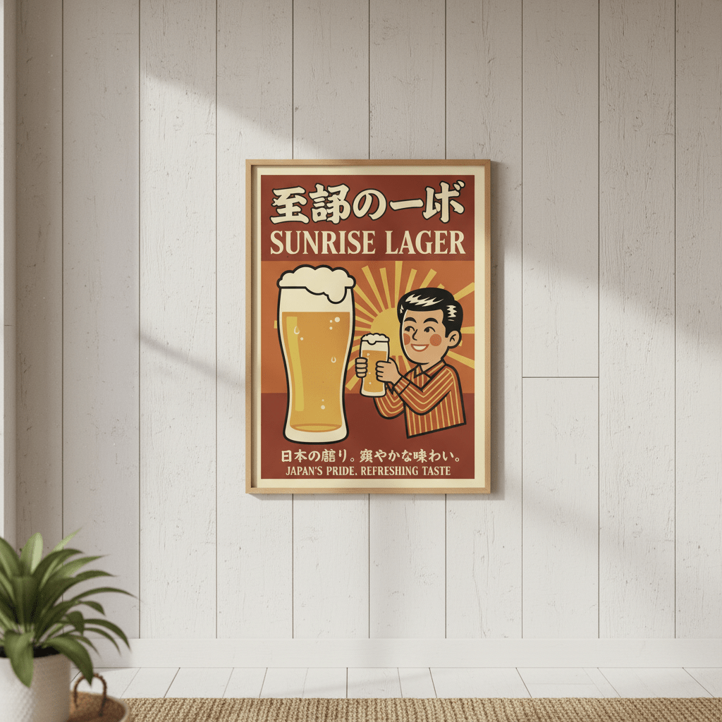 Vintage Sunrise Lager Japanese Beer Poster wall - art - picture - poster