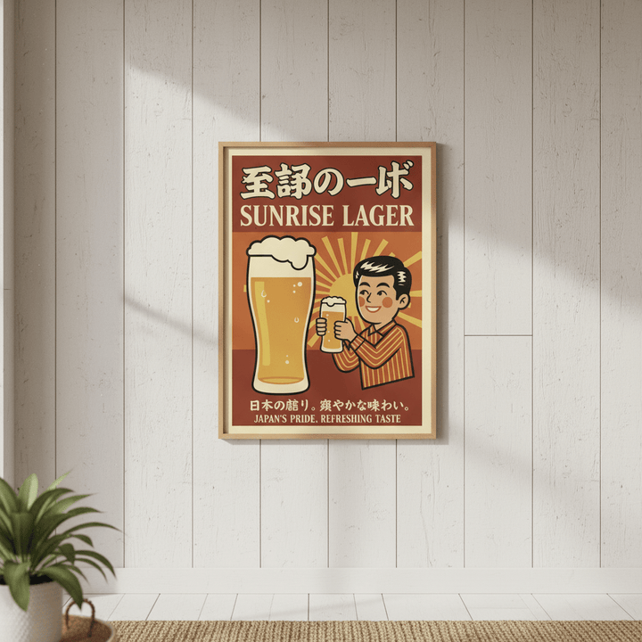 Vintage Sunrise Lager Japanese Beer Poster wall - art - picture - poster