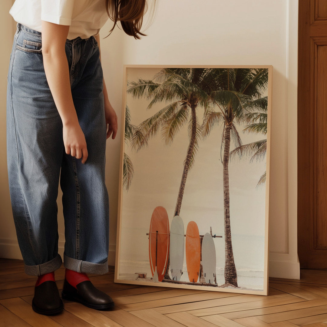 Vintage Surfboard Coastal Photograph wall - art - picture - poster