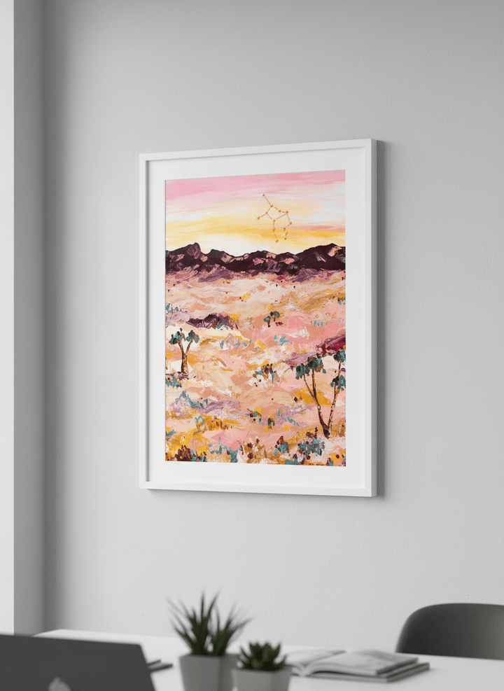 Contemporary wall art featured in a bright modern office workspace