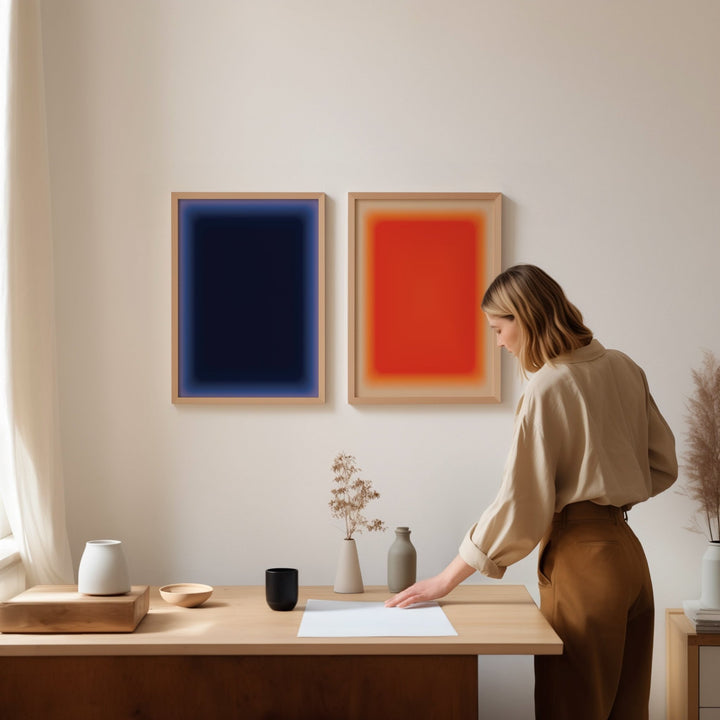 Void & Ember Pair Abstract Tonal Wall Art wall - art - picture - poster