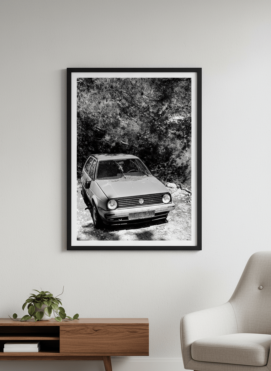 Modern wall art styled above a sofa in a neutral living room