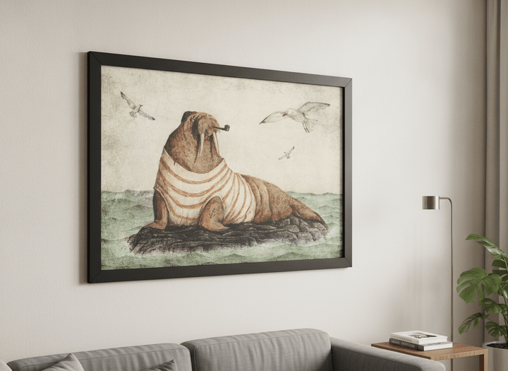 Modern wall art styled above a sofa in a neutral living room