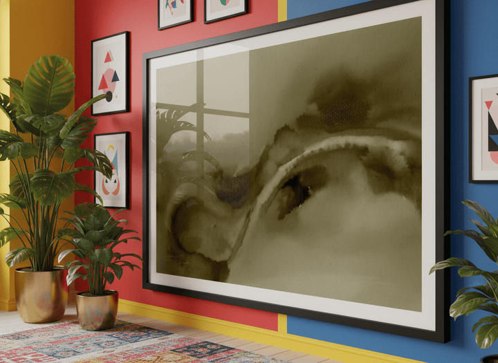 Bold wall art styled in a colourful, eclectic modern home