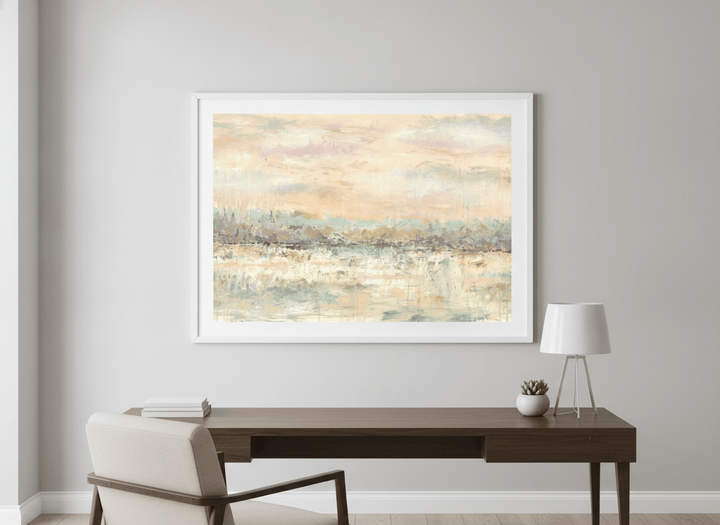 Contemporary wall art featured in a bright modern office workspace