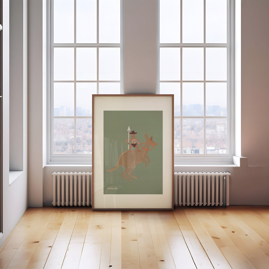 Warrior on the Bounce Portrait Indigenous Artwork by Domica Hill wall - art - picture - poster