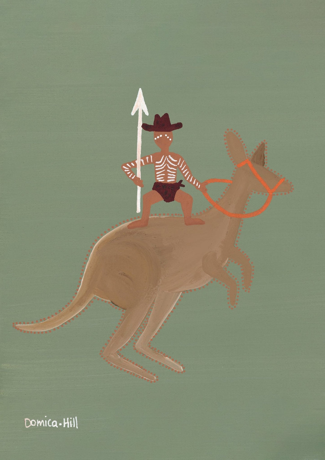 Warrior on the Bounce Portrait Indigenous Artwork by Domica Hill,frame