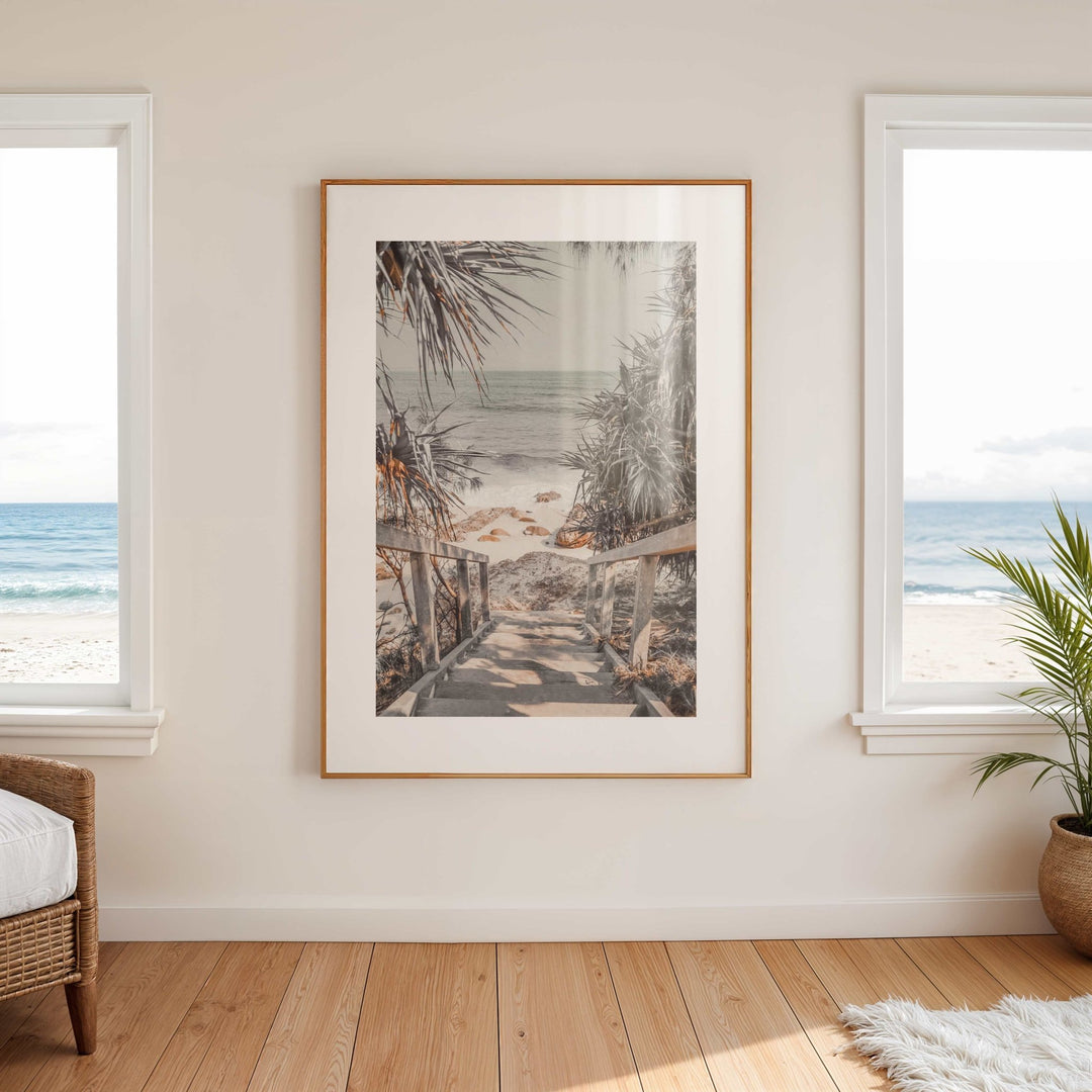 Wategos Beach Stairway Coastal Photograph wall - art - picture - poster