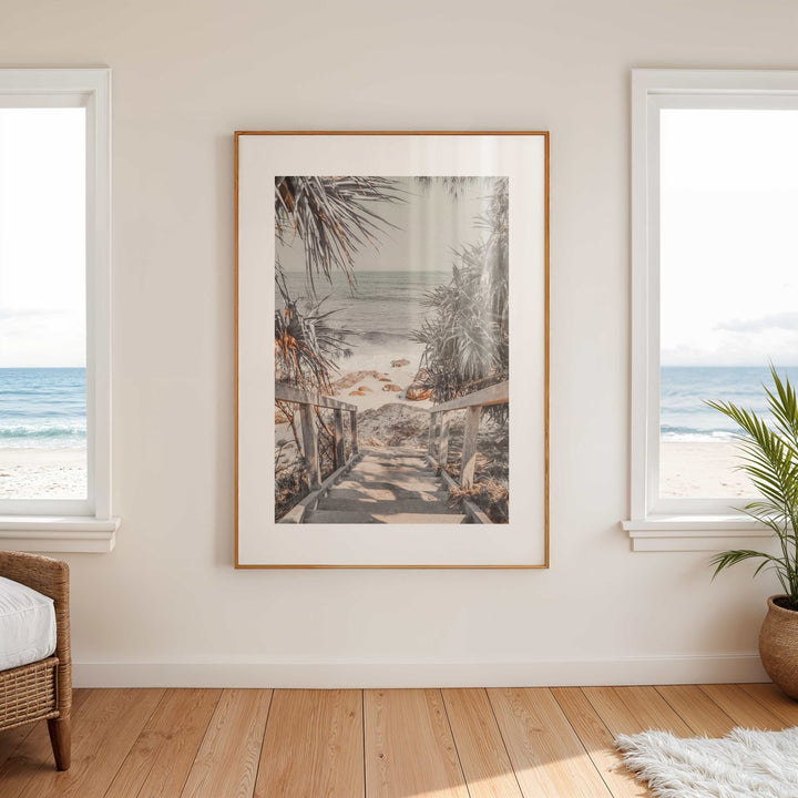 Wategos Beach Stairway Coastal Photograph wall - art - picture - poster