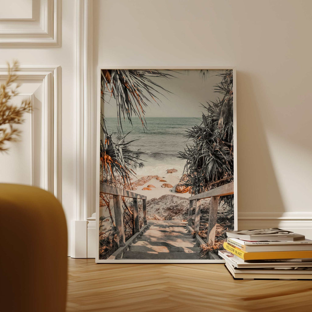 Wategos Beach Stairway Coastal Photograph wall - art - picture - poster