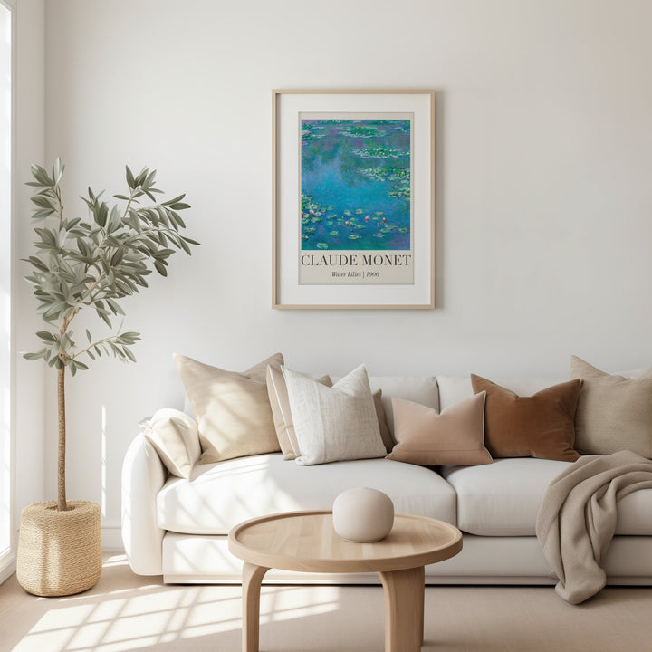 Water Lilies 1906 by Monet,livingroom,timber border