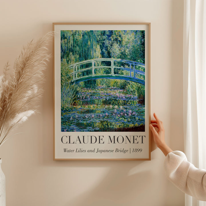 Water Lilies and Japanese Bridge by Monet,livingroom,timber border