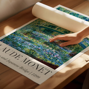 Water Lilies & Japanese Bridge Pair by Monet,livingroom,timber border