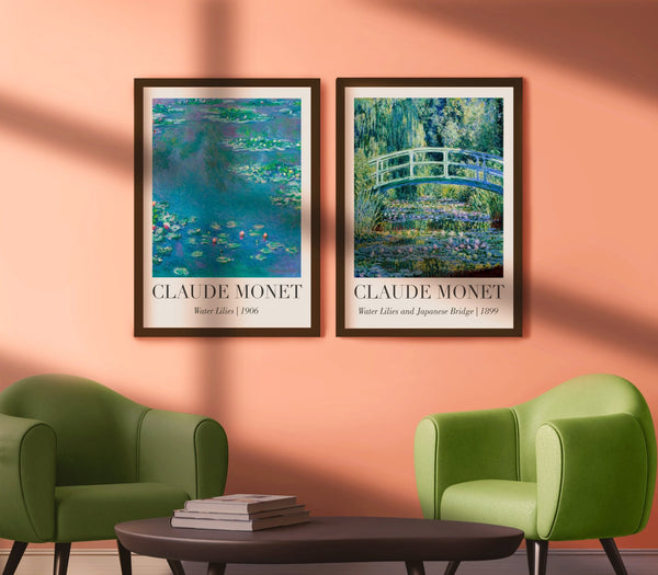 Water Lilies & Japanese Bridge Pair by Monet