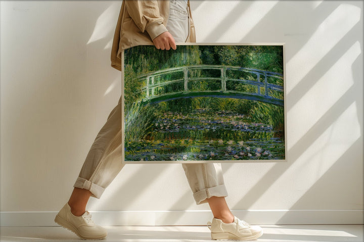 Water Lilies & Japanese Landscape Bridge by Monet,livingroom,timber border