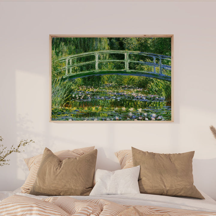 Water Lilies & Japanese Landscape Bridge by Monet,livingroom,timber border