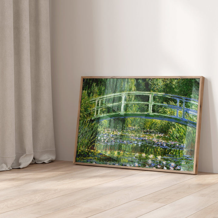 Water Lilies & Japanese Landscape Bridge by Monet,livingroom,timber border