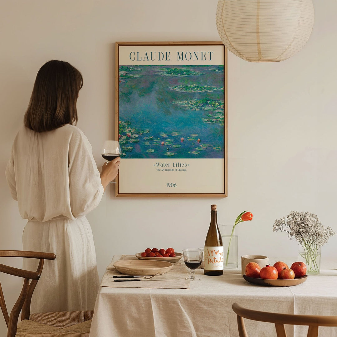 Water Lillies by Claude Monet,livingroom,timber border