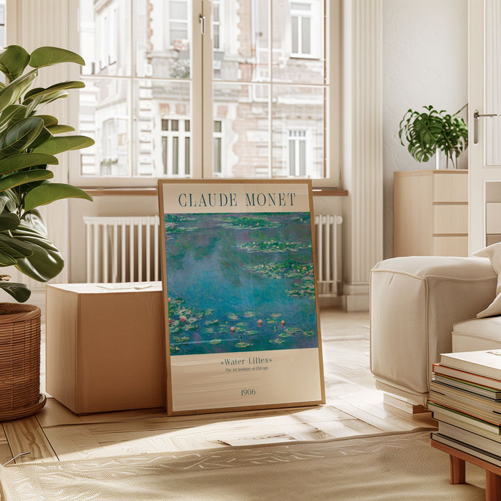 Water Lillies by Claude Monet,livingroom,timber border