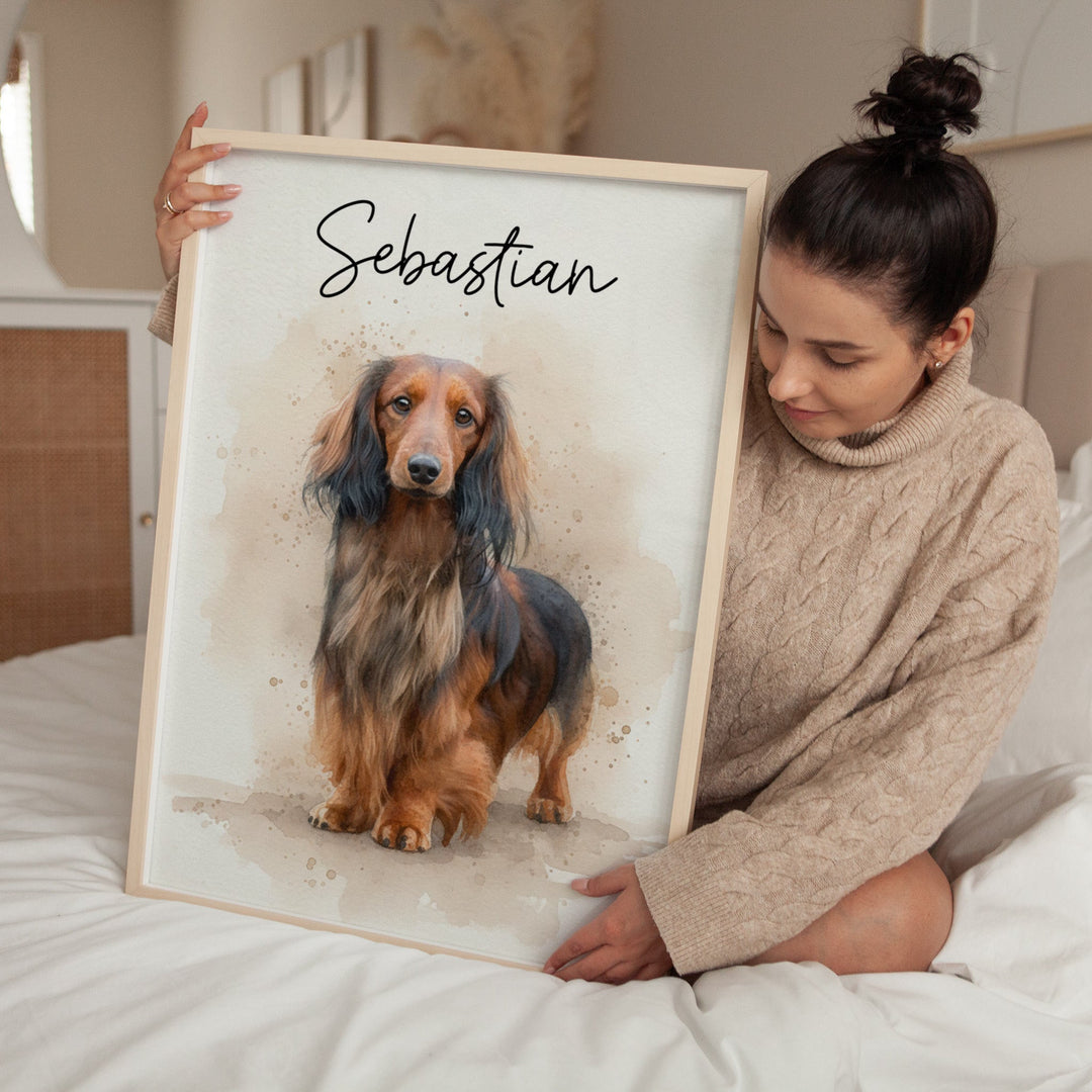 Watercolour Personalised Pet Custom Illustration Print wall - art - picture - poster