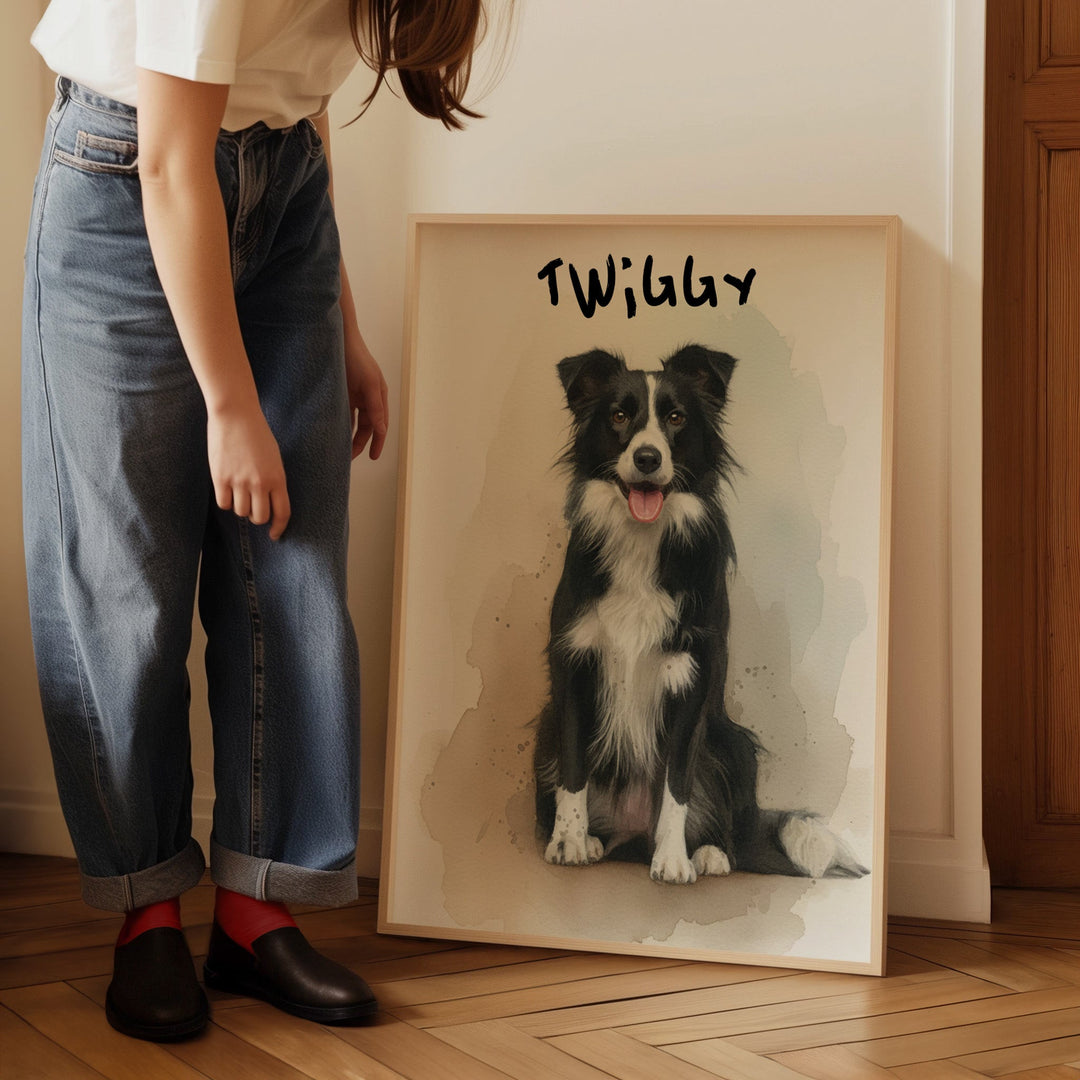 Watercolour Personalised Pet Custom Illustration Print wall - art - picture - poster