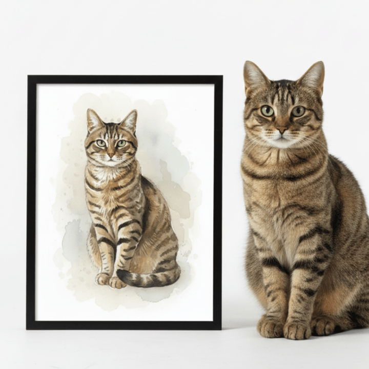 Watercolour Personalised Pet Custom Illustration Print wall - art - picture - poster