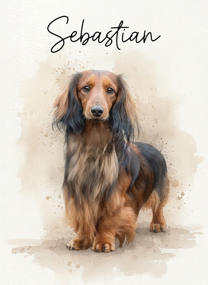 Watercolour Personalised Pet Custom Illustration Print wall - art - picture - poster